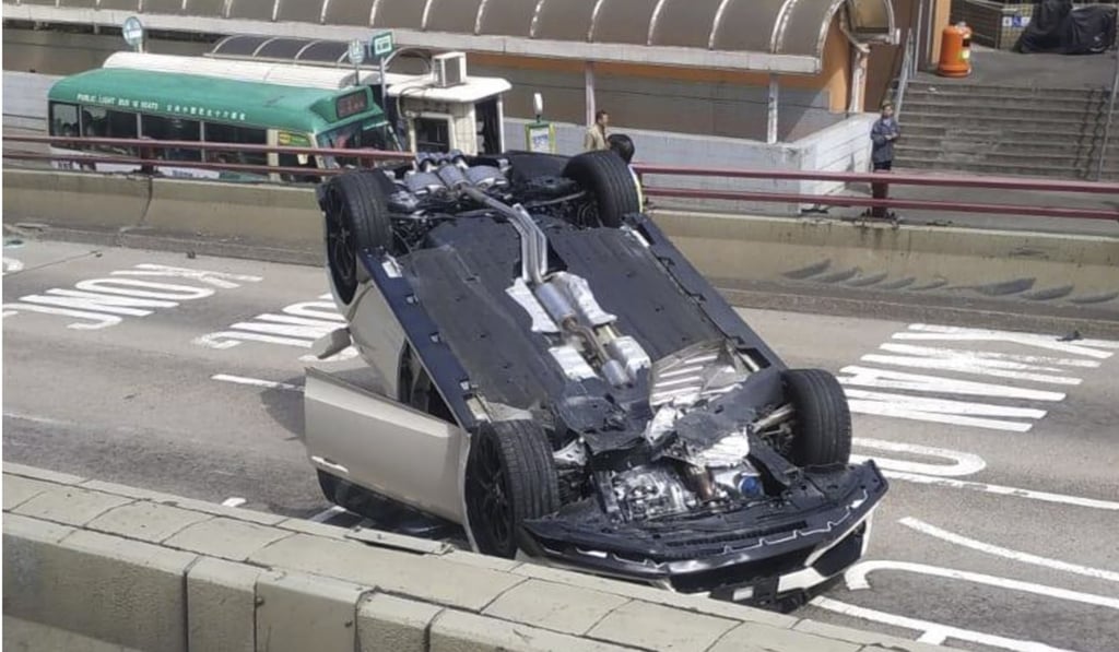 The overturned car. Photo: Facebook