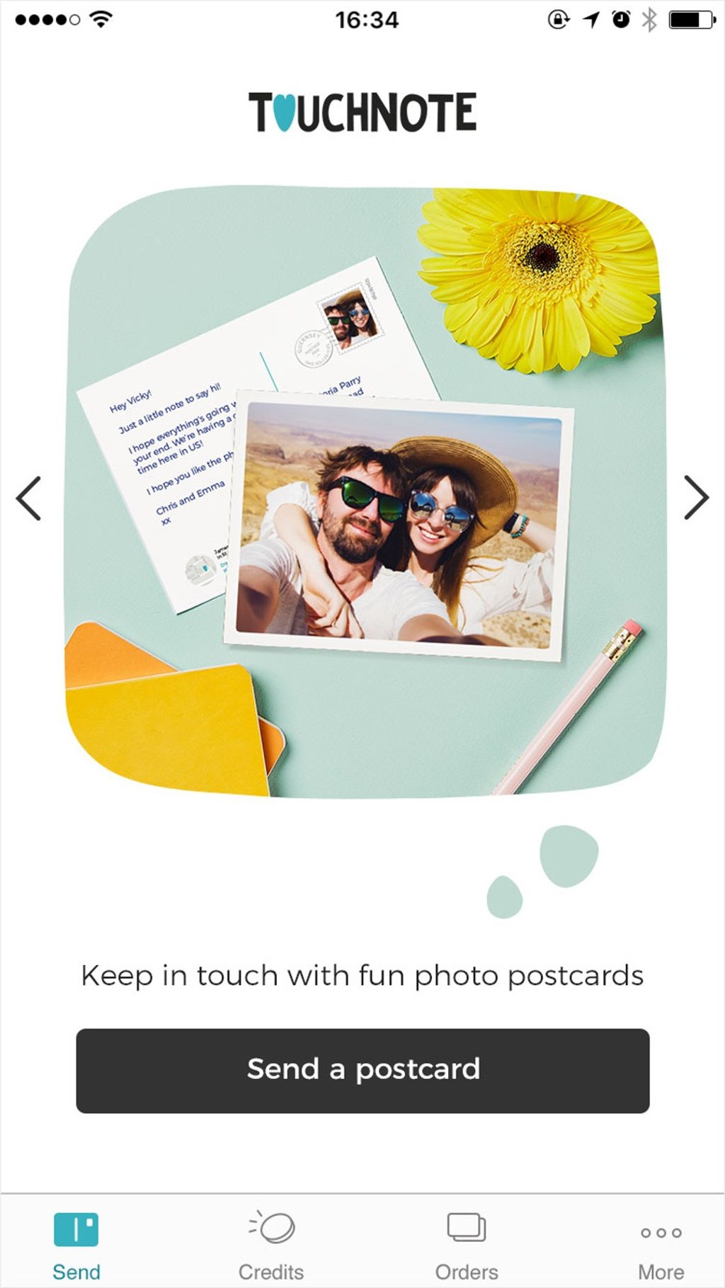 TouchNote enables lovers to send postcards to each other.