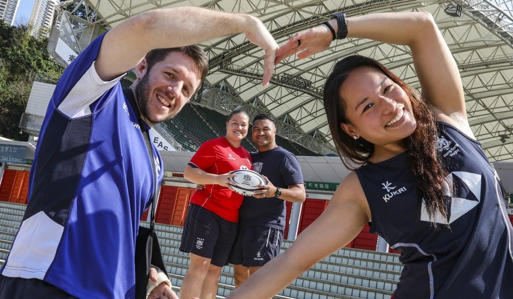 Stuart and Christy Gunn and Samantha and Welsey Feausi, said rugby brought them together, but things like compromise and communication have kept them together. Photo: Nora Tam