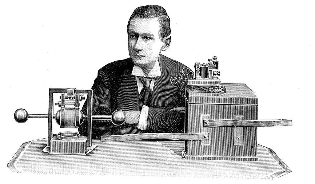 Guglielmo Marconi with his radio apparatus. Picture: Alamy