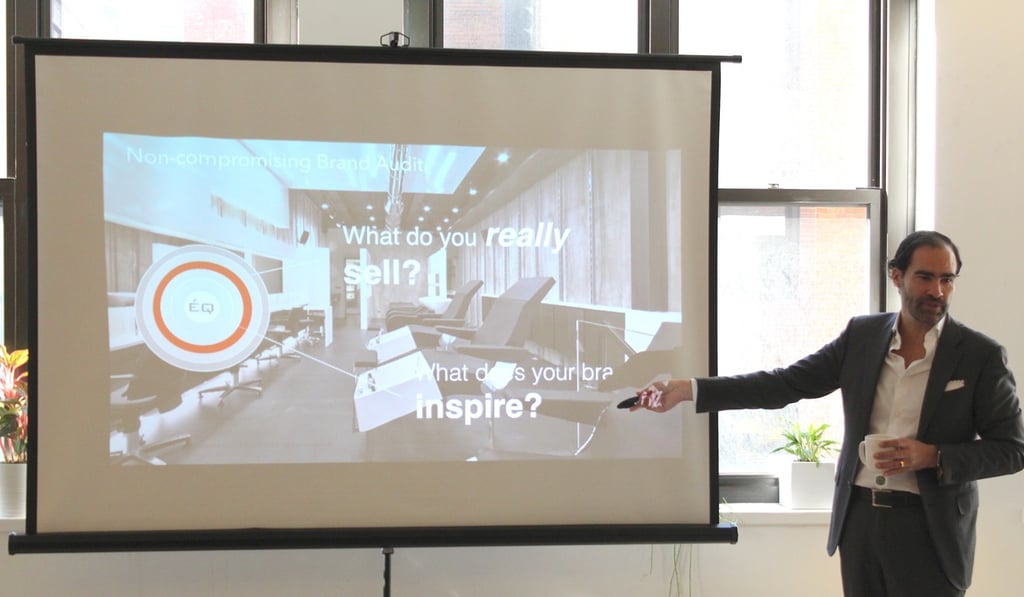 Daniel Langer, CEO of the American luxury brand strategy firm Équité, discusses his ideas for doing business in China during his talk in New York. Photo: Ruonan Zheng