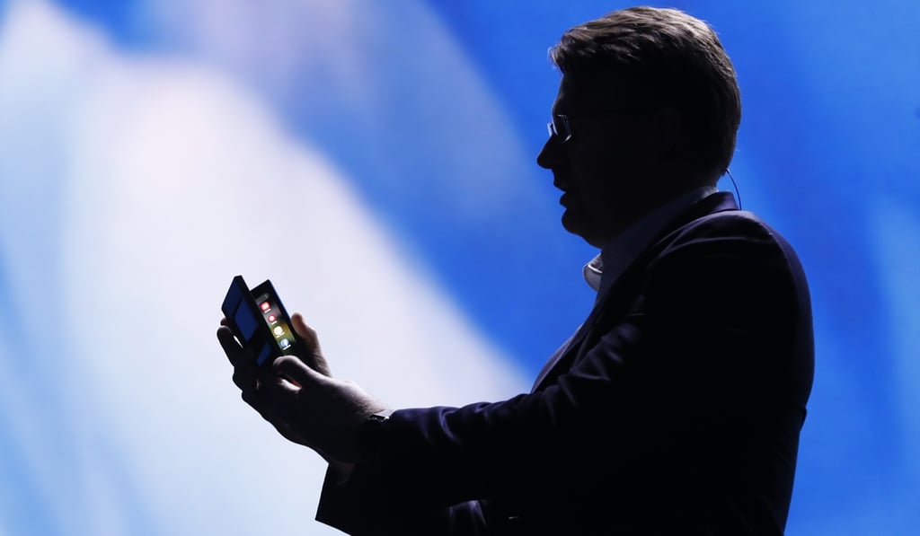 Samsung Electronics senior vice-president of mobile product marketing Justin Denison during the unveiling of Samsung’s new foldable screen smartphone at the Samsung Developers Conference in San Francisco in November. Photo: Reuters