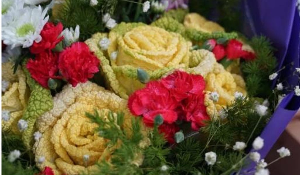 The vegetables have been dubbed “cabbage roses” by Chinese media. Photo: Weibo