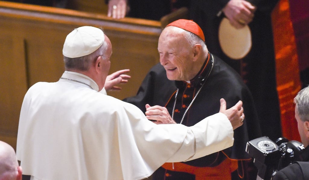 In this file photo taken on September 23, 2015 Pope Francis (L) reaches out to hug Cardinal Archbishop emeritus Theodore McCarrick after the Midday Prayer of the Divine with more than 300 US Bishops at the Cathedral of St. Matthew the Apostle on September 23, 2015 in Washington, DC. Photo: AFP In this file photo taken on September 23, 2015 Pope Francis (L) reaches out to hug Cardinal Archbishop emeritus Theodore McCarrick after the Midday Prayer of the Divine with more than 300 US Bishops at the Cathedral of St. Matthew the Apostle on September 23, 2015 in Washington, DC. Photo: AFP