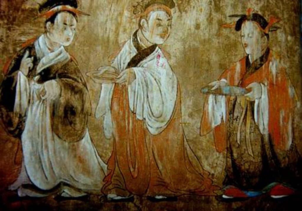 A tomb painting showing the attired of the Eastern Han dynasty (AD25-220). Picture: Alamy