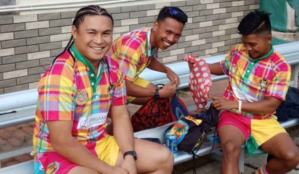 Joven Masulunga, Joe Mari and Jonel Madrona getting ready to help run a practise with the South Lantau Buffaloes.
