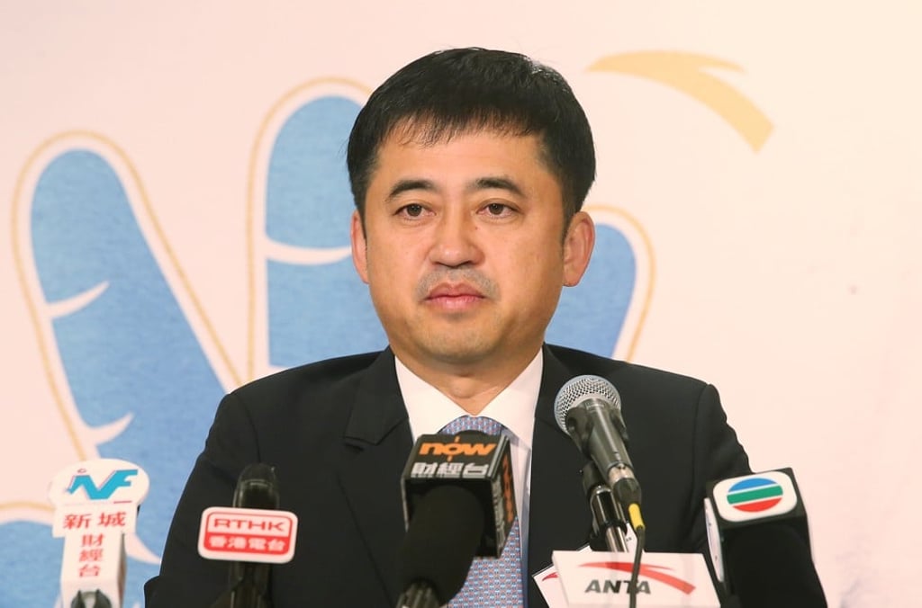 Ding Shizhong, Chairman and chief executive officer of Anta Sports during the company’s 2017 interim results announcement at Conrad Hong Kong in Admiralty on 15 August 2017. Photo: SCMP / David Wong