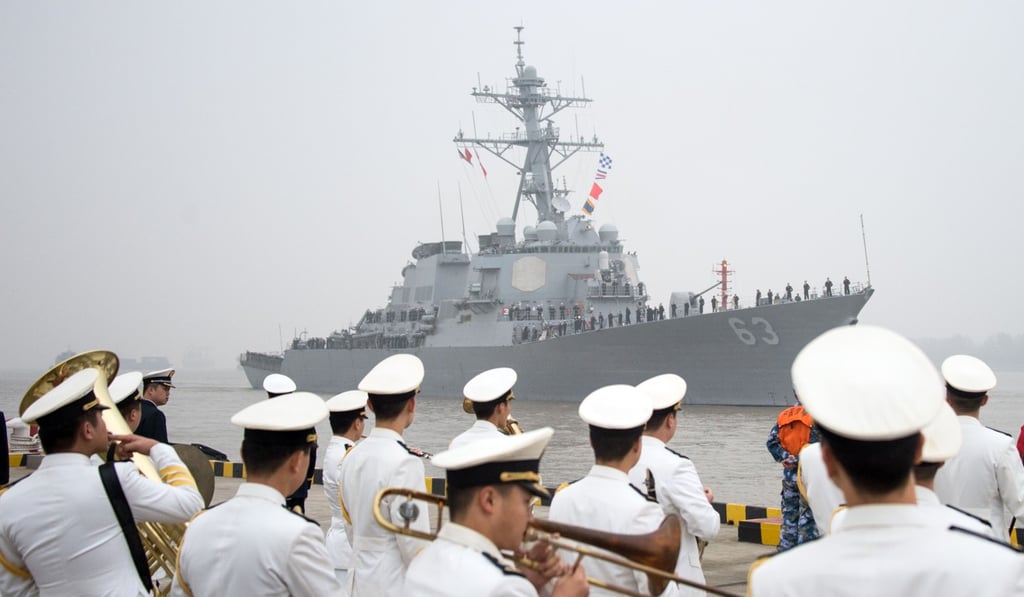 The guided missile destroyer USS Stethem arriving at the Wusong military port in Shanghai in November 2015. Photo: AFP