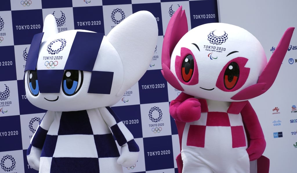 Tokyo 2020 Olympic mascot Miraitowa (left) and Paralympic mascot Someity, are unveiled in Tokyo on July 22, 2018. Photo: AP Photo