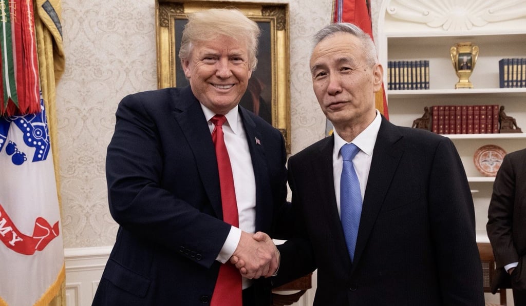 Vice-Premier Liu He with US President Donald Trump at the White House in May 2018. Photo: Twitter