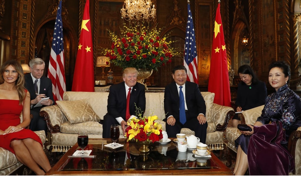 Trump and Xi Jinping – pictured with their wives, Melania and Peng Liyuan – met at Mar-a-Lago in April 2017. Photo: AP