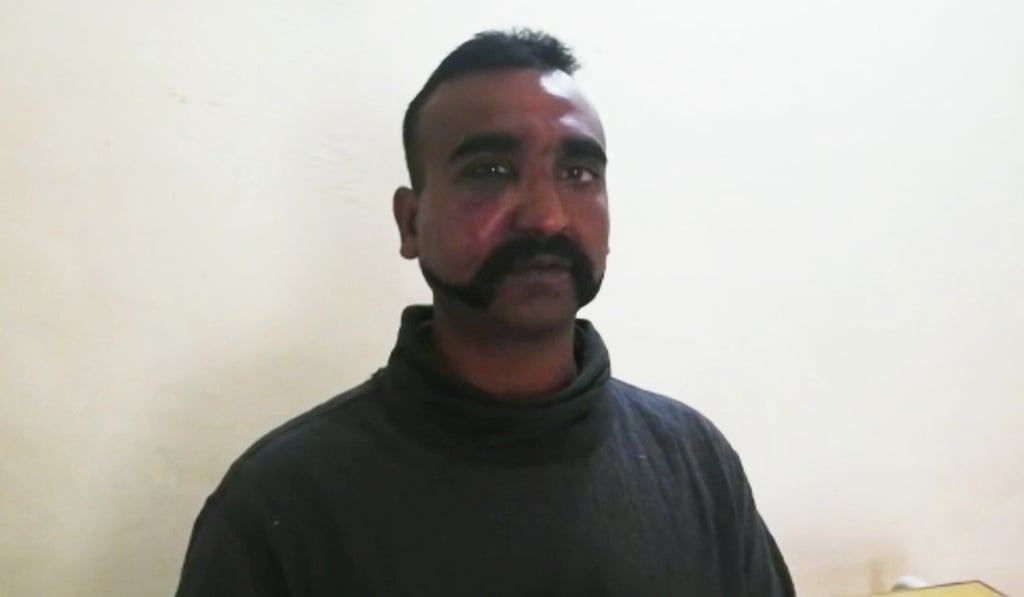 This still image taken from video circulated by Pakistan’s military shows a man identified as Indian Air Force Wing Commander Abhinandan, whose aircraft was apparently shot down over Pakistani territory. Photo: AP This still image taken from video circulated by Pakistan’s military shows a man identified as Indian Air Force Wing Commander Abhinandan, whose aircraft was apparently shot down over Pakistani territory. Photo: AP