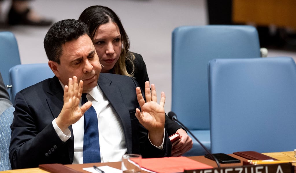Venezuelan Ambassador to the United Nations Samuel Moncada reacts during the United Nations Security Council meeting on Thursday. Photo: AFP Venezuelan Ambassador to the United Nations Samuel Moncada reacts during the United Nations Security Council meeting on Thursday. Photo: AFP