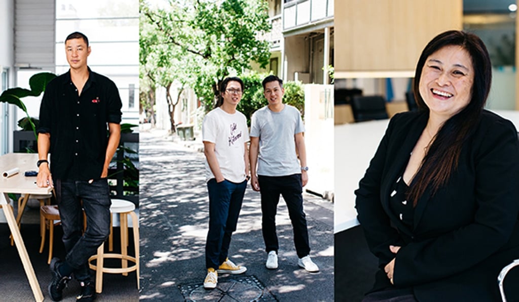 Kelvin Ho (left); Vincent Wu (centre left) and his twin brother, Brian; Alison Choy Flannigan Photo: Rachel Kara Kelvin Ho (left); Vincent Wu (centre left) and his twin brother, Brian; Alison Choy Flannigan Photo: Rachel Kara