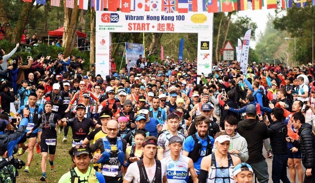 Spectators cheer competitors as they start the Vibram Hong Kong 100 Ultra Trail Race in Sai Kung. Photo: Vibram HK100 Spectators cheer competitors as they start the Vibram Hong Kong 100 Ultra Trail Race in Sai Kung. Photo: Vibram HK100