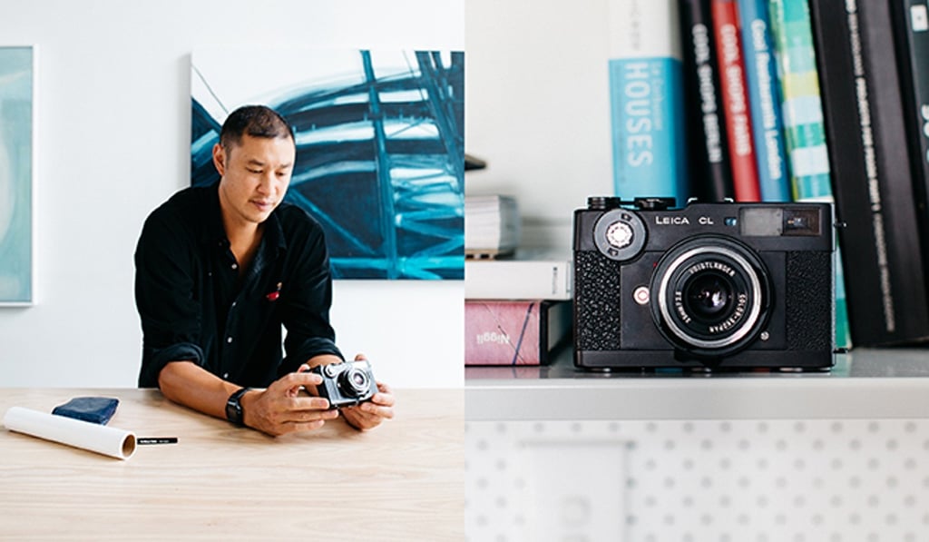 Architect Kelvin Ho (left) with a Leica camera given to him by his father, whose family owned a camera store in Central, Hong Kong. Photo: Rachel Kara