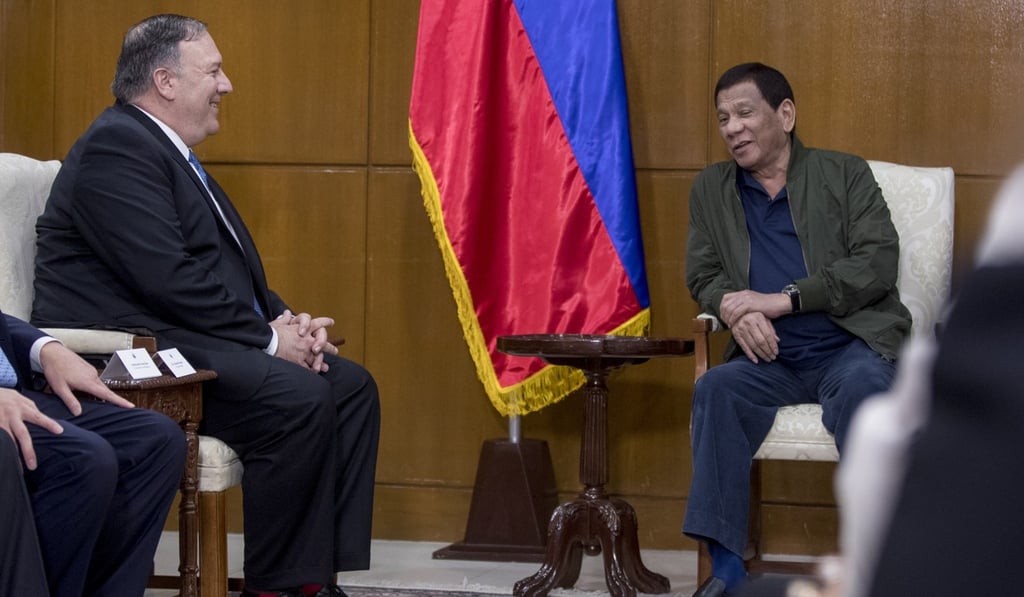 US Secretary of State Mike Pompeo and Philippines President Rodrigo Duterte in Manila. Photo: AP US Secretary of State Mike Pompeo and Philippines President Rodrigo Duterte in Manila. Photo: AP