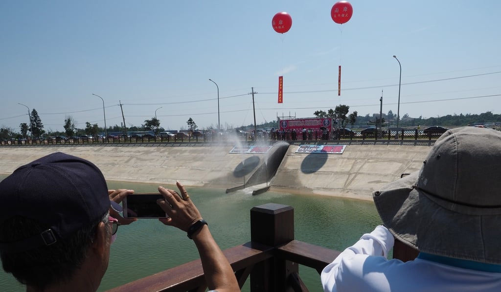 Water is released into the Tianbu Reservoir on Quemoy island in August when the mainland supply began. Photo: EPA-EFE