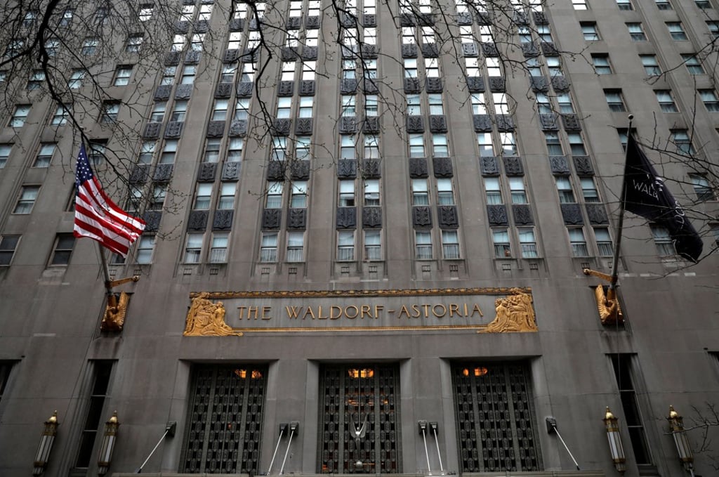 An exterior view of the Waldorf Astoria Hotel in midtown Manhattan, purchased by Anbang Insurance Group for US$2 billion in 2014. Photo: Reuters