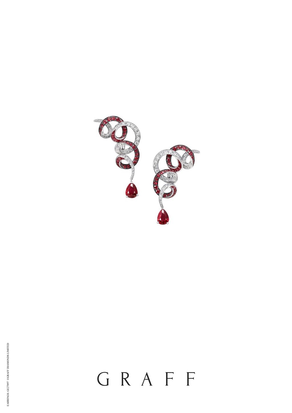 GRAFF Inspired by Twombly Collection multi-shaped ruby and diamond earrings, total rubies 11.92ct, total diamonds 4.27ct.