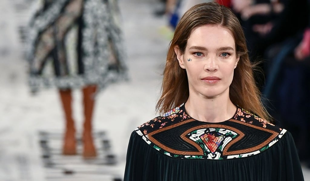 Russian model Natalia Vodianova presents a creation by Stella McCartney during her autumn/winter 2019/20 ready-to-wear collection show at Paris Fashion Week on Monday. Photo: AFP