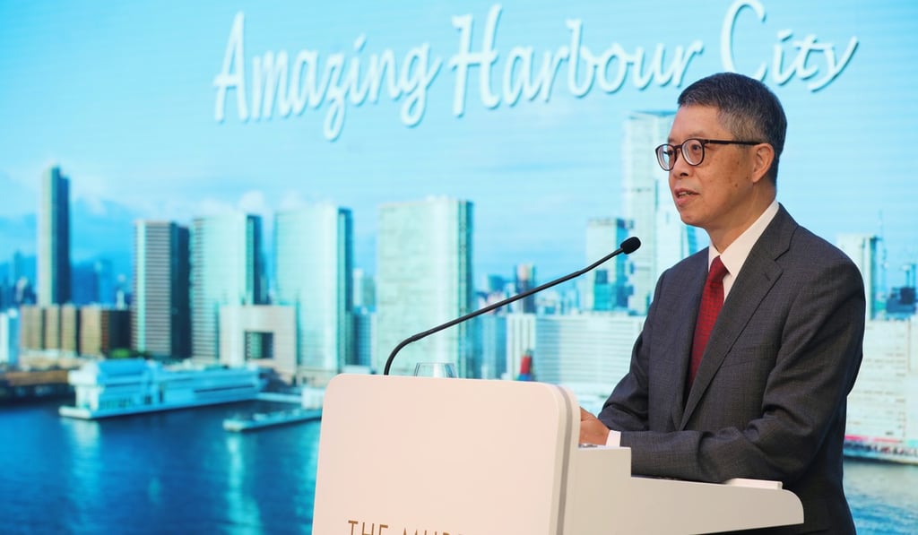 Stephen Ng Tin-hoi, chairman and managing director of Wharf Real Estate Investment, announces the company’s annual results, at The Murray, in Central. Photo: Roy Issa