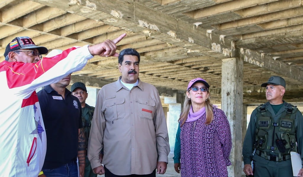 Venezuela’s President Nicolas Maduro and his wife Cilia Flores visit the building site of a hotel complex in Caraballeda, Venezuela on Saturday. Photo: Reuters
