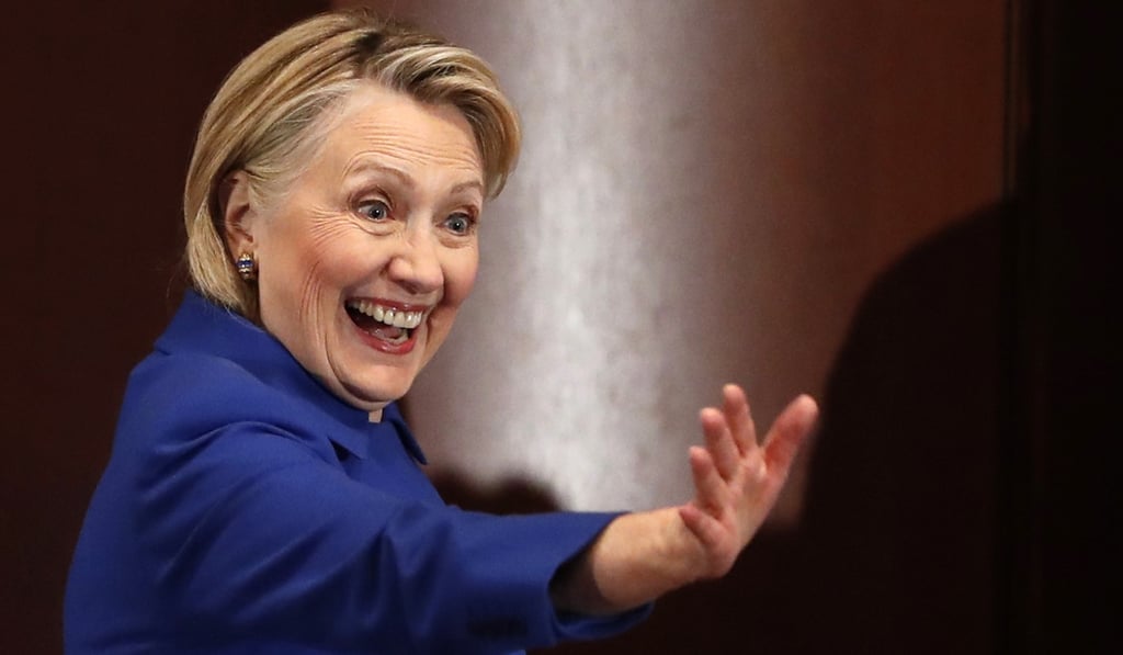 Clinton waves to well-wishers following an appearance at Barnard College in New York in January 2019. Photo: AP