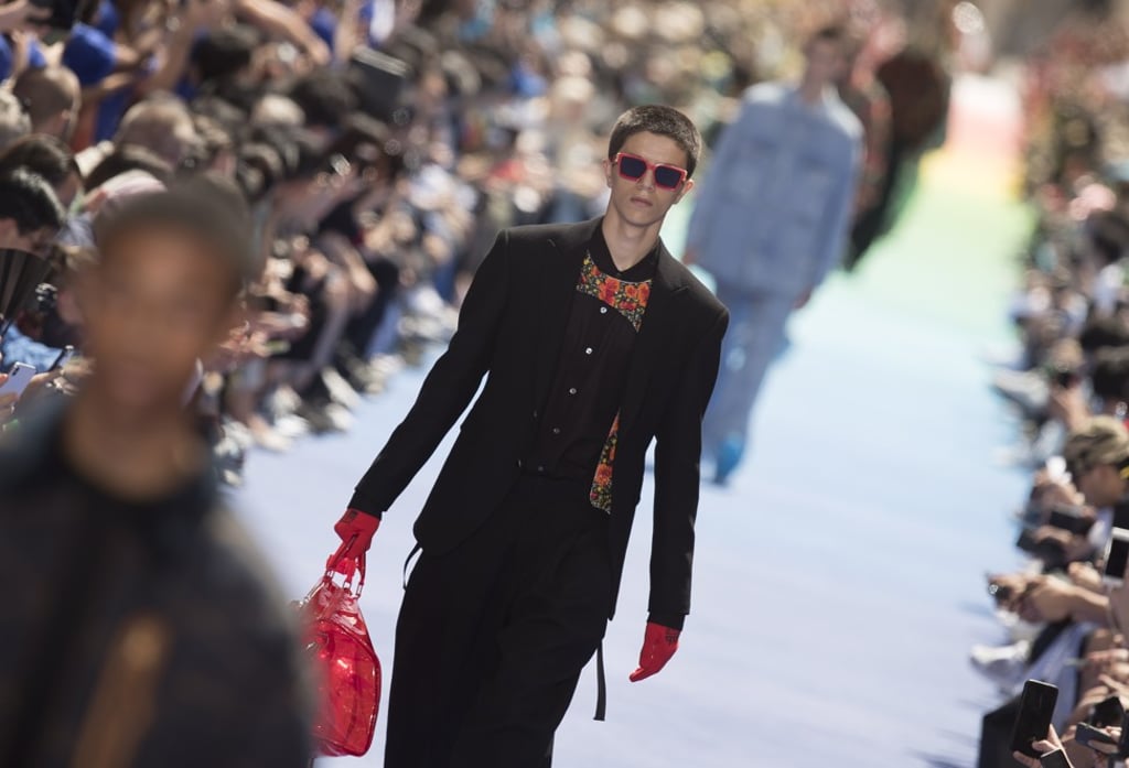 A look by Virgil Abloh for Louis Vuitton during Paris Fashion Week. Street style was incorporated into the designs. Photo: EPA
