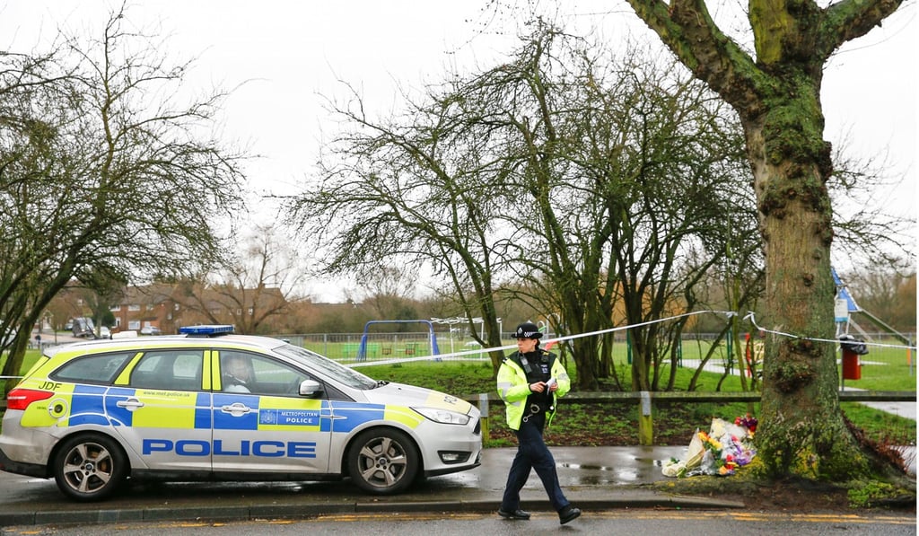 A police officer near to where 17-year-old Jodie Chesney was killed in East London. Photo: Reuters