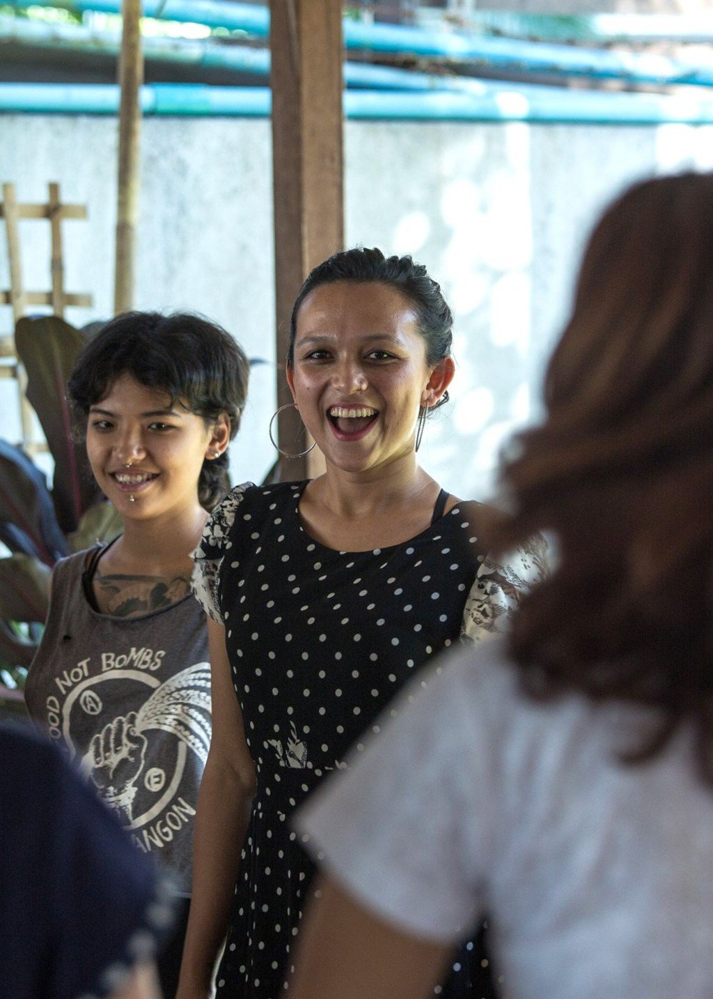 Nandar (centre), co-director for Myanmar's first ever Burmese-language Vagina Monologues. Photo: AFP