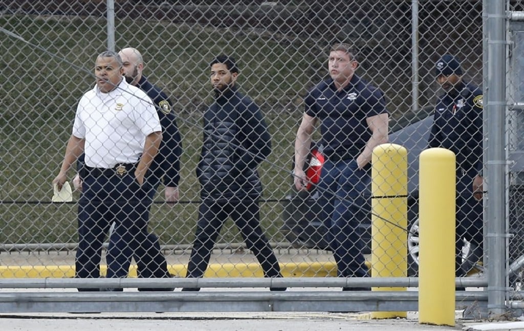 In this February 21 file photo, actor Jussie Smollett leaves Cook County jail following his release in Chicago. Photo: Agence France-Presse