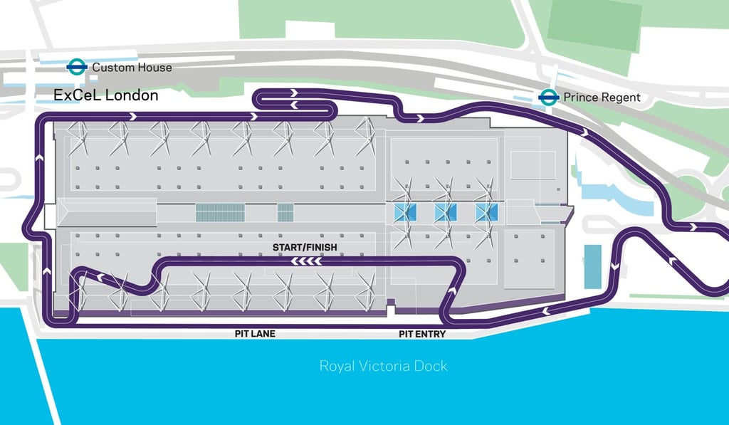 The track map of the London E-Prix for season six. Photo: Formula E