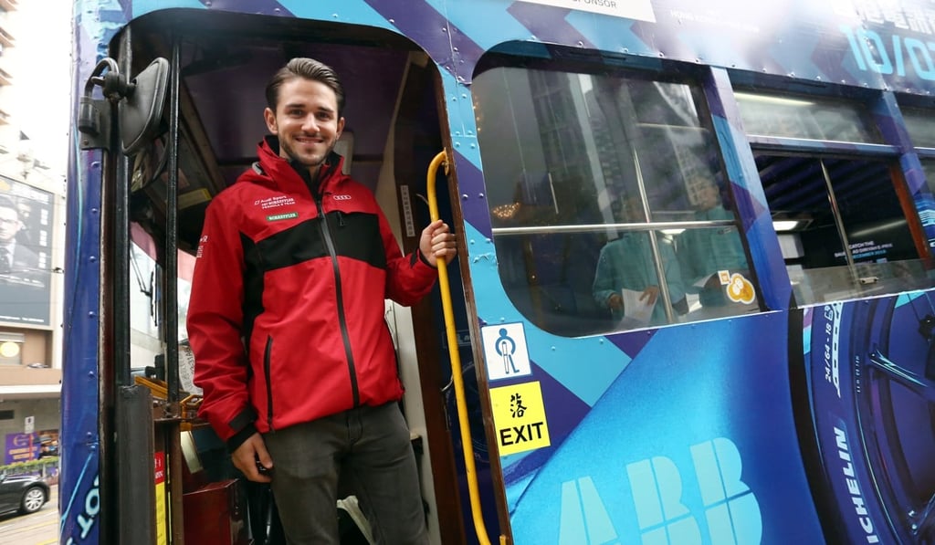 Daniel Abt alights outside the Regal Hotel. Photo: Jonathan Wong