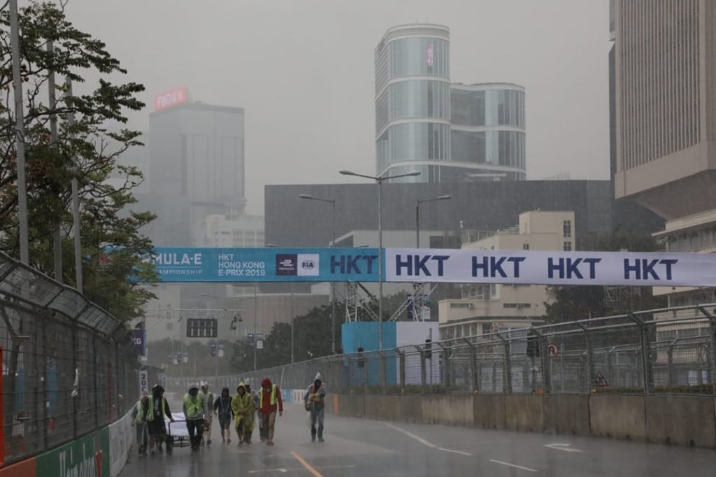 Rain batters the Central Harbourfront circuit. Photo: Felix Wong