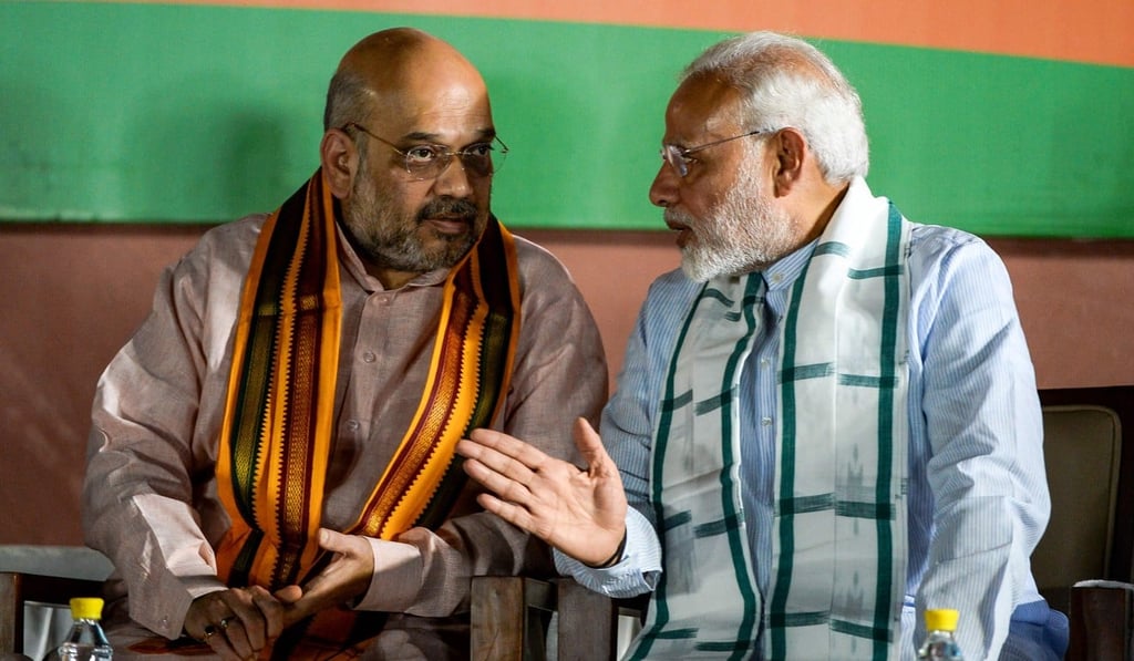 A May 2018 photo of Indian Prime Minister Narendra Modi (right) and Bhartiya Janta Party president Amit Shah. Photo: AFP