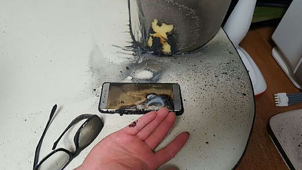 A Samsung Galaxy Note 7 smartphone, pictured after its battery exploded. (Picture: AFP)