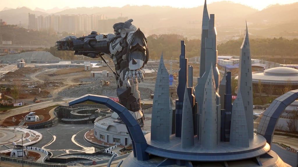 The Oriental Science Fiction Valley theme park has a giant robot that visitors can bungee jump from. (Picture: Reuters) The Oriental Science Fiction Valley theme park has a giant robot that visitors can bungee jump from. (Picture: Reuters)
