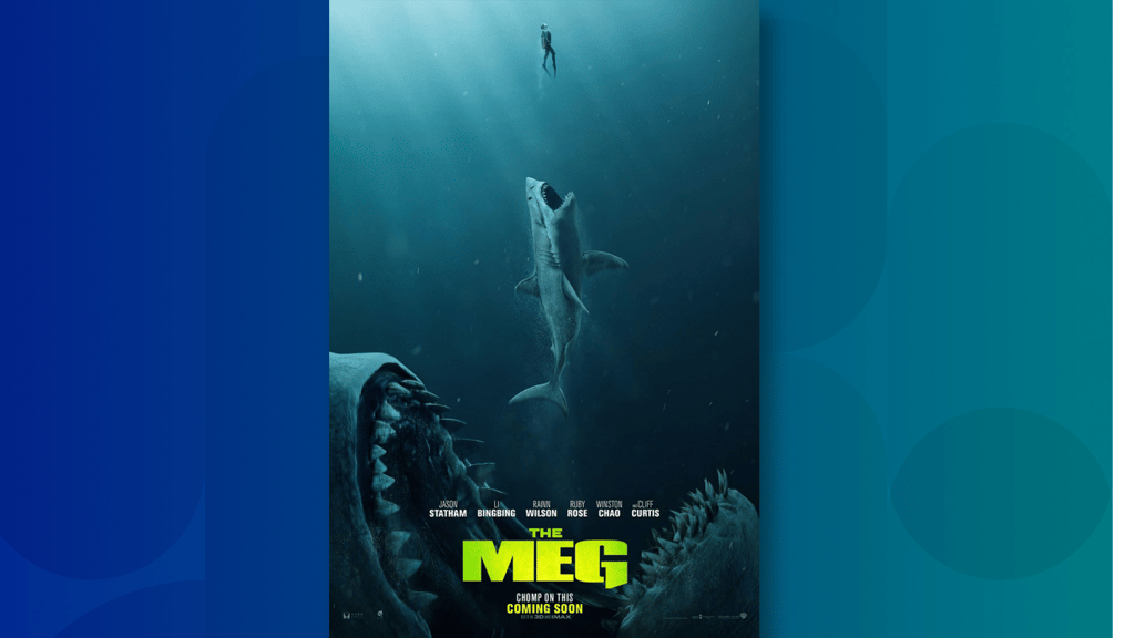 How The Meg’s poster takes a jab at Jaws is pretty awesome. (Picture: Warner Bros.) How The Meg’s poster takes a jab at Jaws is pretty awesome. (Picture: Warner Bros.)