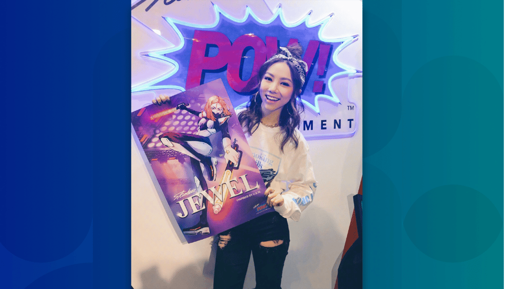 Her name is G.E.M. The superhero’s name is Jewel. Gem. Jewel. Get it? (Picture: Weibo) Her name is G.E.M. The superhero’s name is Jewel. Gem. Jewel. Get it? (Picture: Weibo)