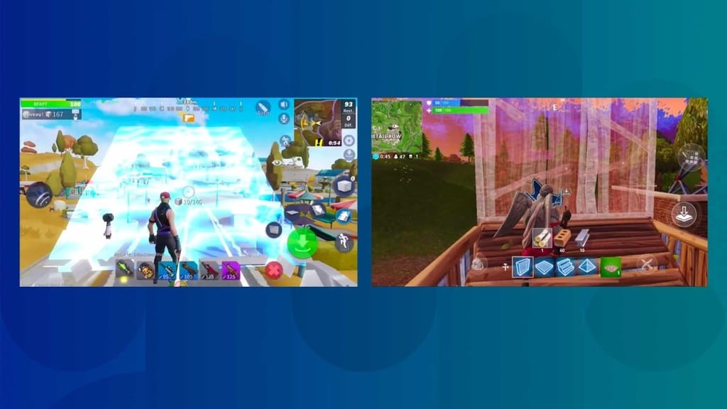 Getting button-placement right is extremely important in mobile games. In Fortnite, you have to move your finger to the center of the screen to find your desired blocks.