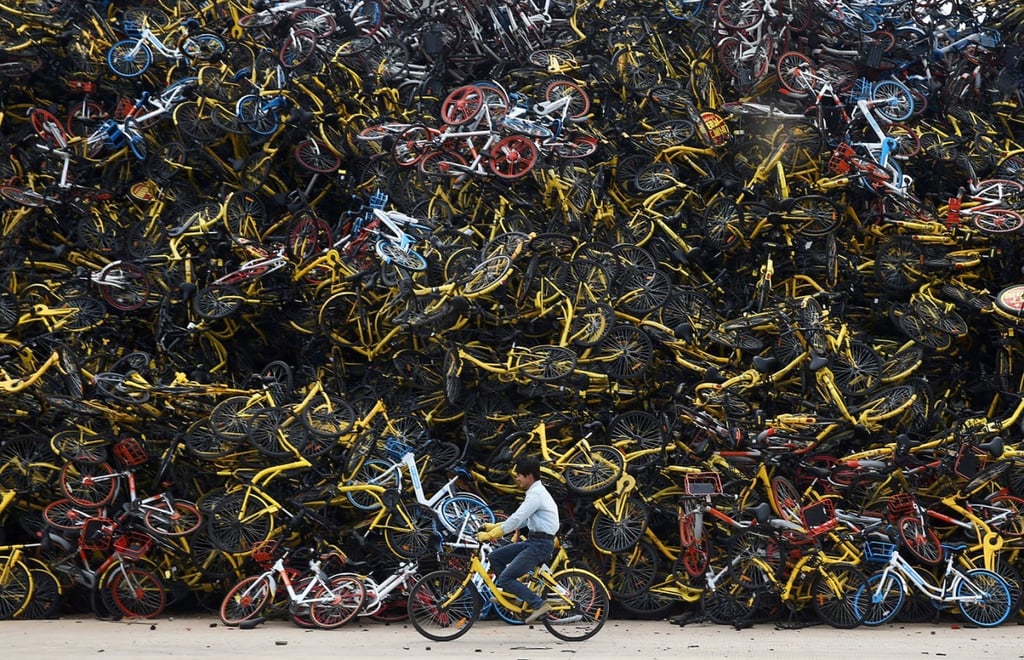 Staggering pictures like this have become the defining image of China's bike sharing industry. (Picture: Bloomberg) Staggering pictures like this have become the defining image of China's bike sharing industry. (Picture: Bloomberg)