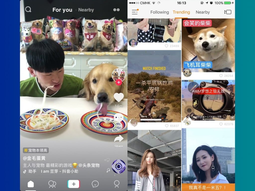 China has 594 million users of short video apps. (Picture: Douyin and Kuaishou)