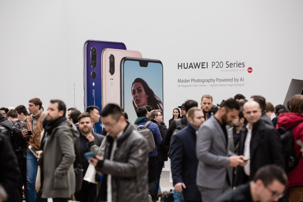 Huawei launched its flagship phone, P20 Pro, in Paris in March 2018. (Picture: Marlene Awaad/Bloomberg)