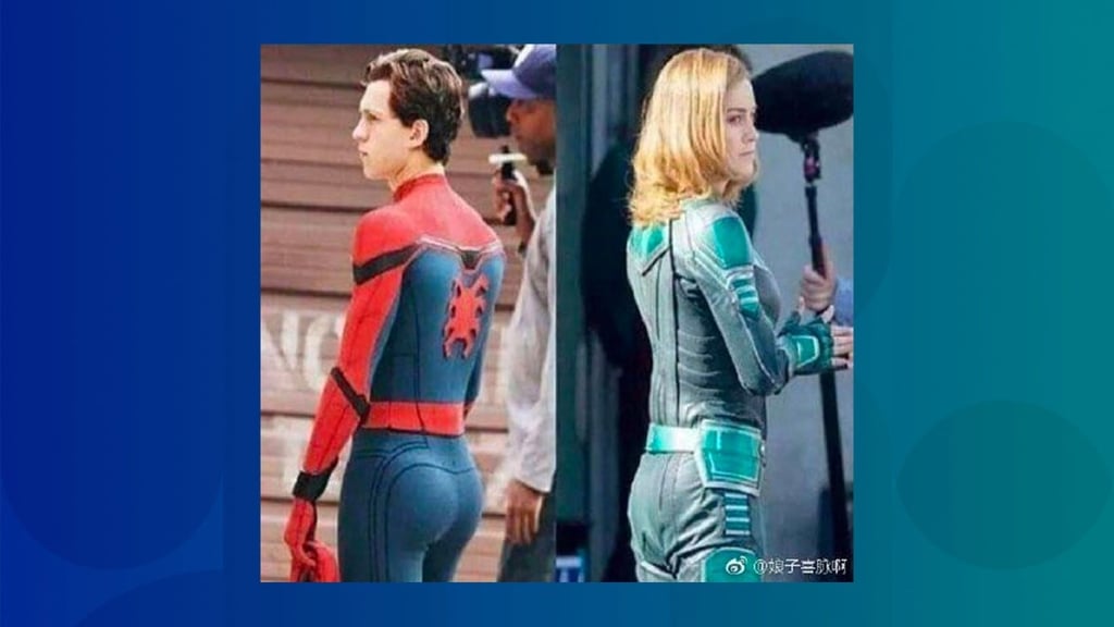 “The reputation of Captain Marvel was destroyed by this picture,” wrote one Weibo user of this Photoshopped meme. (Picture: Weibo) “The reputation of Captain Marvel was destroyed by this picture,” wrote one Weibo user of this Photoshopped meme. (Picture: Weibo)