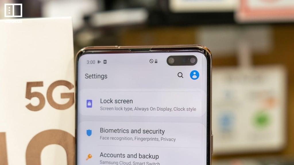 The S10 5G has a larger camera cutout on the front to pack a 3D depth sensor. (Picture: Chris Chang/Abacus) The S10 5G has a larger camera cutout on the front to pack a 3D depth sensor. (Picture: Chris Chang/Abacus)