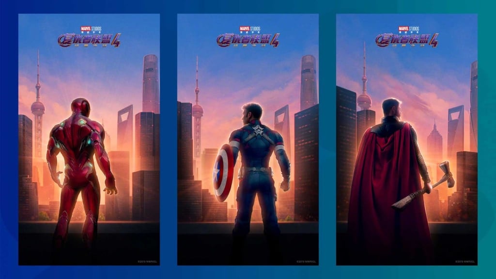 Chinese posters featuring the Avengers against Shanghai’s iconic skyline. (Picture: Marvel Studios via Weibo)