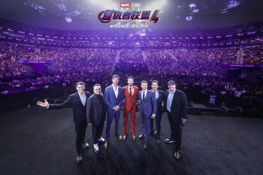 Actors from Avengers: Endgame greeted a stadium packed with Chinese fans as it first premiered in China, two days before it did in the US. (Picture: Marvel Studios)