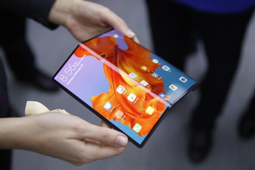 Huawei’s Mate X foldable 5G phone as seen during the Mobile World Congress in Barcelona on February 25. (Picture: Stefan Wermuth/Bloomberg) Huawei’s Mate X foldable 5G phone as seen during the Mobile World Congress in Barcelona on February 25. (Picture: Stefan Wermuth/Bloomberg)