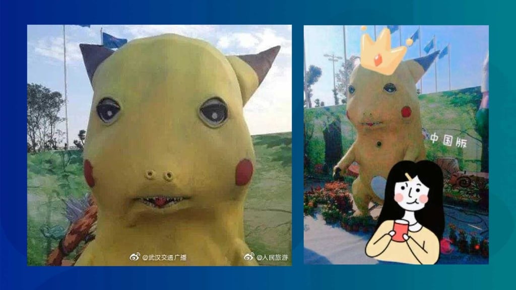 The caption says “Chinese version.” Chinese Pikachu looks like a sharp-toothed Star Wars creature in dire need of sleep. (Picture: Weibo) The caption says “Chinese version.” Chinese Pikachu looks like a sharp-toothed Star Wars creature in dire need of sleep. (Picture: Weibo)